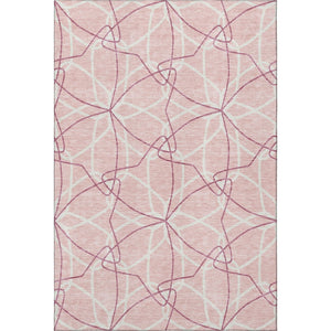 HomeRoots 9' X 12' Pink And Ivory Geometric Washable Area Rug – Stylish, Durable, UV-Protected, Easy Care! 675539