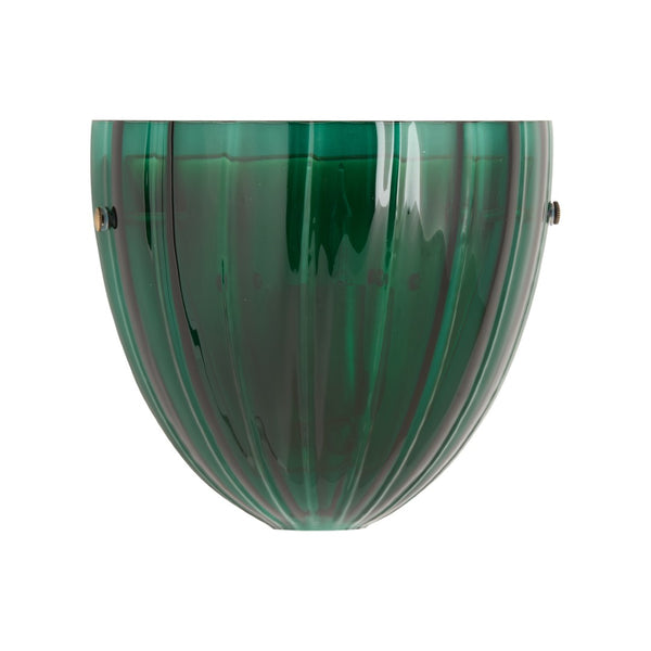 Wildwood Caterina Emerald Sconce: Mouth-Blown Italian Glass With Fluted Sculptural Form And Brass Accents Green 67554