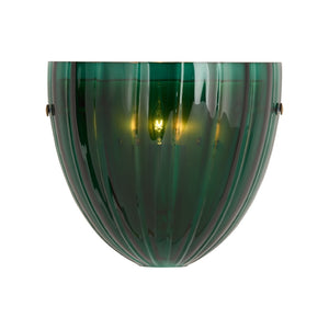 Wildwood Caterina Emerald Sconce: Mouth-Blown Italian Glass With Fluted Sculptural Form And Brass Accents Green 67554