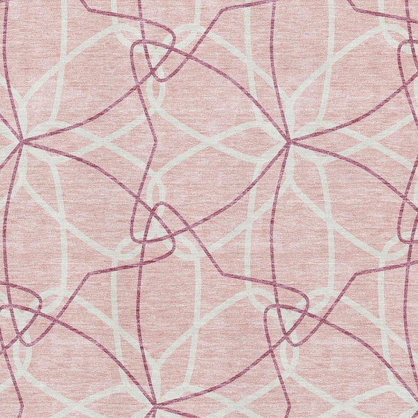 HomeRoots 10' Pink & Ivory Geometric Washable Area Rug - Durable, UV-Protected, Perfect for High-Traffic Spaces 675540