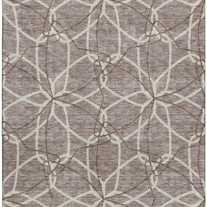 HomeRoots 5' X 8' Stylish Taupe Beige and Brown Geometric Area Rug - Durable, Washable, UV Protected Design 675548