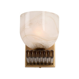 Wildwood Donata Sculptural Sconce In Antique Brass With Amber Marbled Mouth-Blown Glass — Warm Diffused Glow 67555