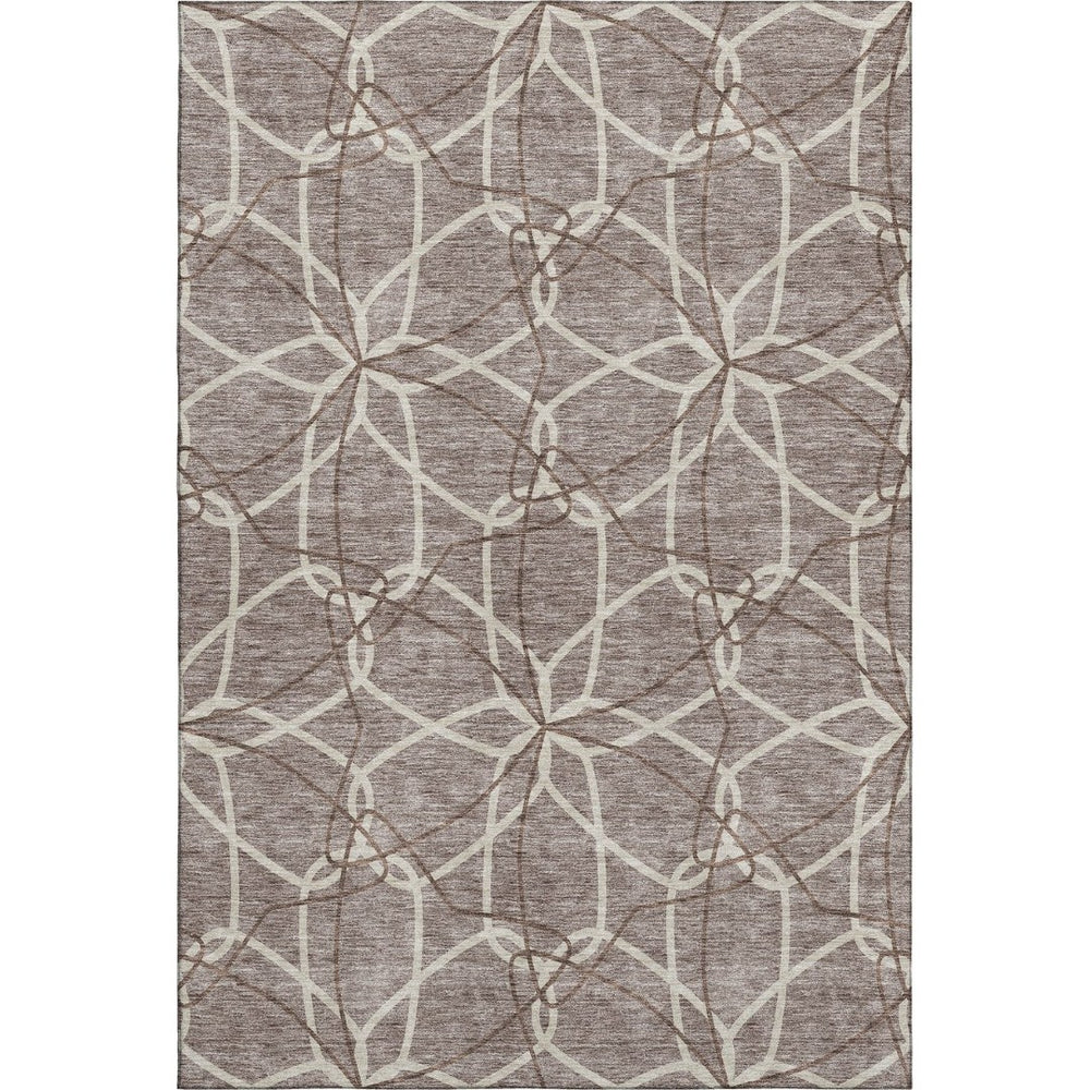 HomeRoots 8' X 10' Stylish Taupe Beige & Brown Geometric Washable Area Rug with UV Protection for Homes 675550