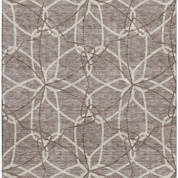 HomeRoots 8' X 10' Stylish Taupe Beige & Brown Geometric Washable Area Rug with UV Protection for Homes 675550