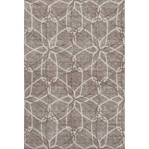 HomeRoots 9' X 12' Taupe Beige & Brown Geometric Area Rug - Washable, UV Protection, Perfect for Family Rooms 675551