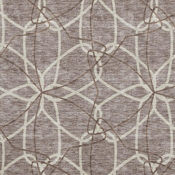 HomeRoots 10' Taupe Beige and Brown Geometric Washable Area Rug with UV Protection for Durable Family Living 675552
