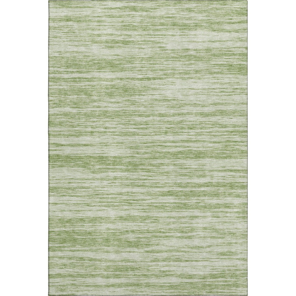 HomeRoots 9' X 12' Artichoke Green & Ivory Striped Washable Rug - Durable, UV-Protected, Easy-Care Design 675563