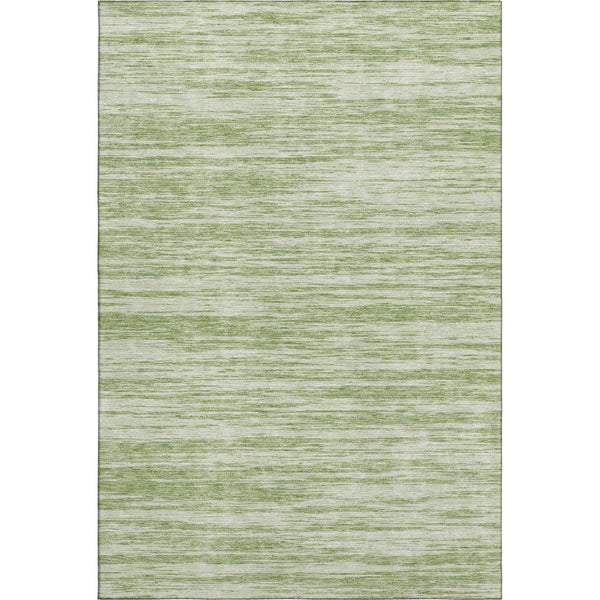 HomeRoots 10' Artichoke Green & Ivory Striped Washable Area Rug – Durable, UV-Protected, Perfect for Families! 675564