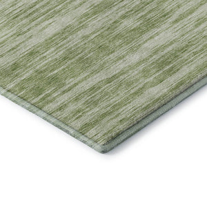 HomeRoots 10' Artichoke Green & Ivory Striped Washable Area Rug – Durable, UV-Protected, Perfect for Families! 675564