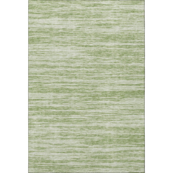 HomeRoots 10' Artichoke Green & Ivory Striped Washable Area Rug – Durable, UV-Protected, Perfect for Families! 675564