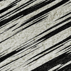 HomeRoots 8' X 10' Black And Ivory Striped Area Rug - Stylish, Washable, UV-Protected, Durable for Busy Homes 675568