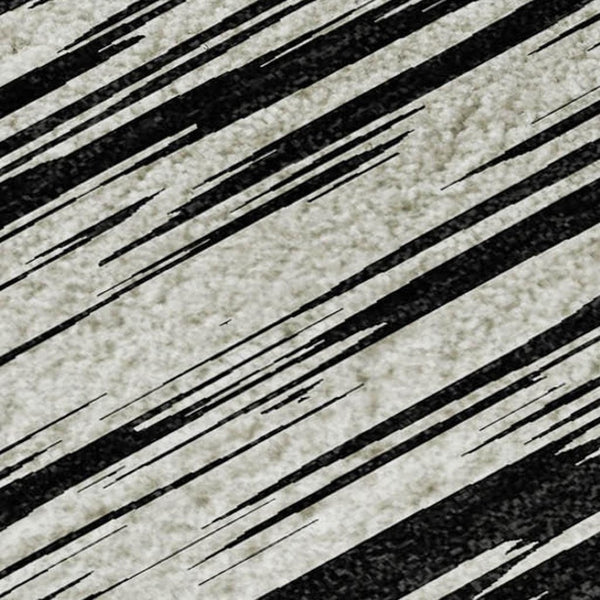 HomeRoots 8' X 10' Black And Ivory Striped Area Rug - Stylish, Washable, UV-Protected, Durable for Busy Homes 675568