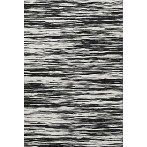 HomeRoots 9' X 12' Striped Black And Ivory Area Rug - Washable, UV Protected, Perfect For High-Traffic Spaces 675569