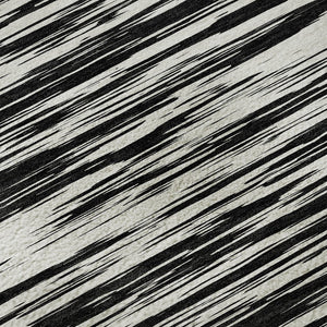 HomeRoots 9' X 12' Striped Black And Ivory Area Rug - Washable, UV Protected, Perfect For High-Traffic Spaces 675569