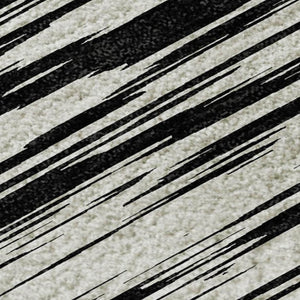 HomeRoots 9' X 12' Striped Black And Ivory Area Rug - Washable, UV Protected, Perfect For High-Traffic Spaces 675569