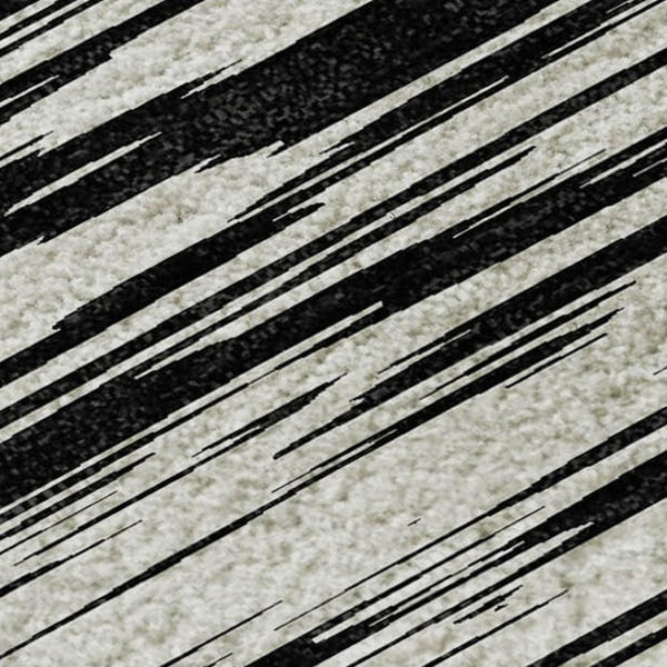 HomeRoots 9' X 12' Striped Black And Ivory Area Rug - Washable, UV Protected, Perfect For High-Traffic Spaces 675569