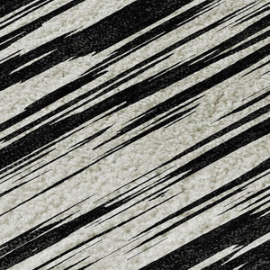 HomeRoots 9' X 12' Striped Black And Ivory Area Rug - Washable, UV Protected, Perfect For High-Traffic Spaces 675569