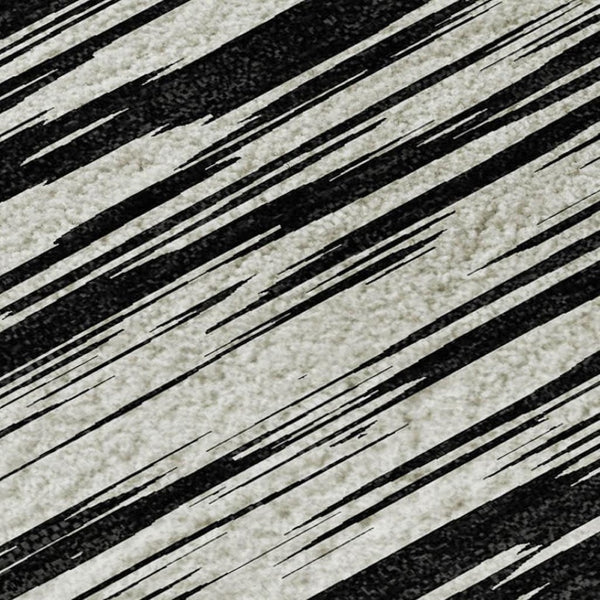 HomeRoots 9' X 12' Striped Black And Ivory Area Rug - Washable, UV Protected, Perfect For High-Traffic Spaces 675569