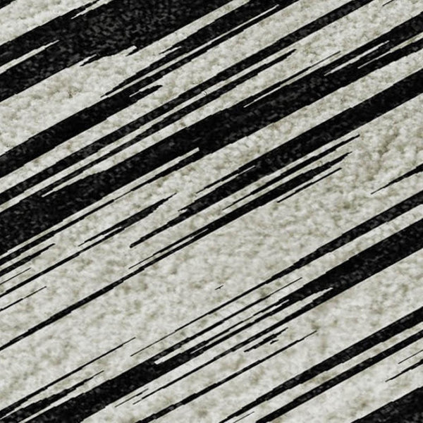 HomeRoots 10' X 14' Black and Ivory Striped Washable Area Rug - Durable, UV-Protected, Perfect for High-Traffic Spaces 675570