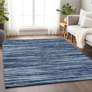 HomeRoots 5' Blue and Ivory Striped Washable Area Rug - UV Protected, Stain Resistant, Perfect for Busy Spaces 675572