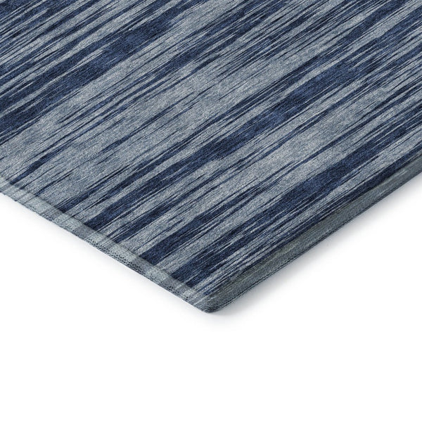 HomeRoots 5' Blue and Ivory Striped Washable Area Rug - UV Protected, Stain Resistant, Perfect for Busy Spaces 675572