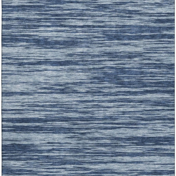 HomeRoots 5' Blue and Ivory Striped Washable Area Rug - UV Protected, Stain Resistant, Perfect for Busy Spaces 675572