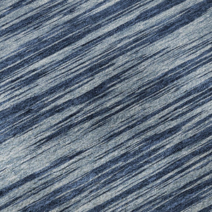 HomeRoots 8' Blue And Ivory Striped Round Rug - Washable, UV-Protected, Durable for Living Rooms & Patios 675573