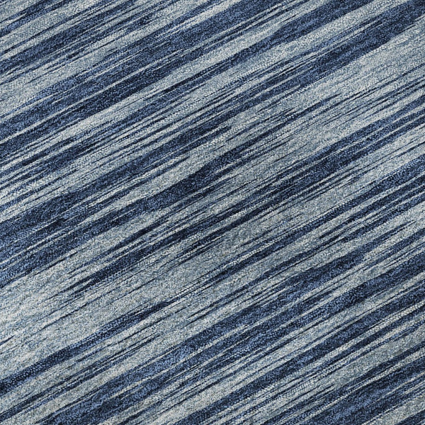 HomeRoots 8' Blue And Ivory Striped Round Rug - Washable, UV-Protected, Durable for Living Rooms & Patios 675573