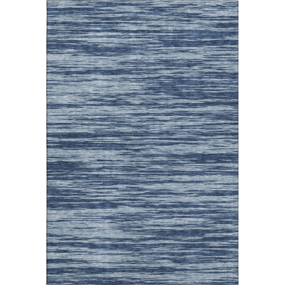 HomeRoots 9' X 12' Blue And Ivory Striped Washable Area Rug – Durable, UV-Protected, Easy-Clean Coastal Charm! 675575