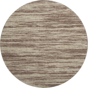 HomeRoots 8' Brown and Beige Striped Round Rug - Washable, UV Protected, Stain-Resistant for Homes with Kids 675579