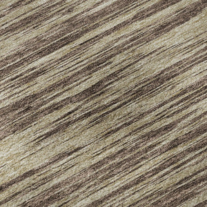 HomeRoots 8' Brown and Beige Striped Round Rug - Washable, UV Protected, Stain-Resistant for Homes with Kids 675579