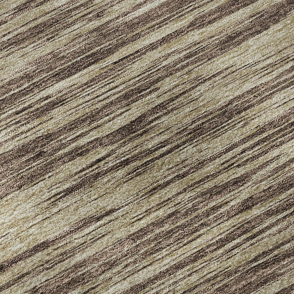 HomeRoots 8' Brown and Beige Striped Round Rug - Washable, UV Protected, Stain-Resistant for Homes with Kids 675579