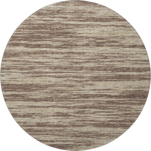 HomeRoots 8' Brown and Beige Striped Round Rug - Washable, UV Protected, Stain-Resistant for Homes with Kids 675579