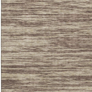 HomeRoots 10' X 14' Stylish Brown and Beige Striped Washable Area Rug with Stain Resistance and UV Protection 675582