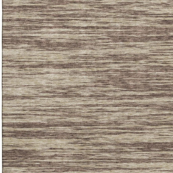 HomeRoots 10' X 14' Stylish Brown and Beige Striped Washable Area Rug with Stain Resistance and UV Protection 675582