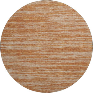 HomeRoots 8' Washable Round Rug in Copper & Rust Stripes – Durable, Stain-Resistant, UV Protected & Stylish! 675585