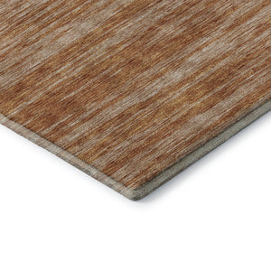 HomeRoots 8' Washable Round Rug in Copper & Rust Stripes – Durable, Stain-Resistant, UV Protected & Stylish! 675585