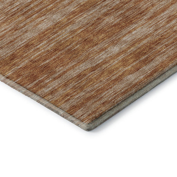 HomeRoots 8' Washable Round Rug in Copper & Rust Stripes – Durable, Stain-Resistant, UV Protected & Stylish! 675585