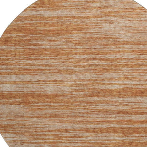 HomeRoots 8' Washable Round Rug in Copper & Rust Stripes – Durable, Stain-Resistant, UV Protected & Stylish! 675585