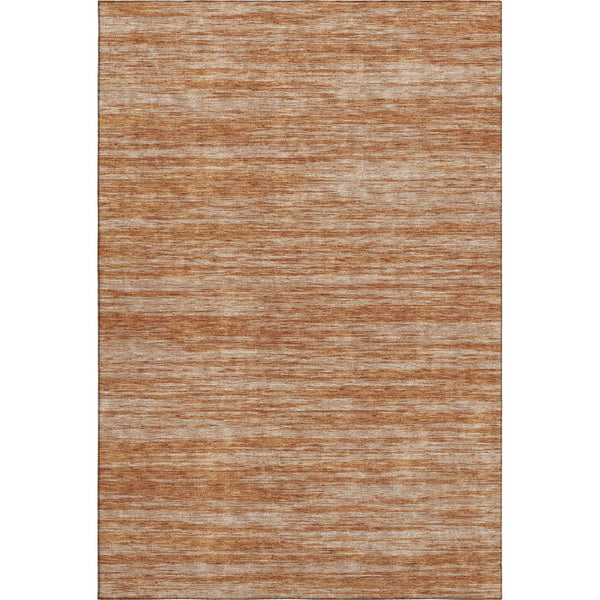 HomeRoots 10' Copper and Rust Striped Washable Area Rug - Stain Resistant, UV Protected, Durable Elegance 675588