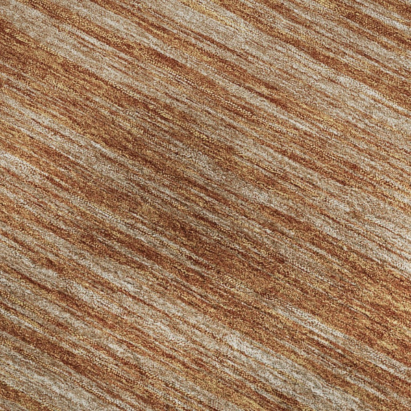 HomeRoots 10' Copper and Rust Striped Washable Area Rug - Stain Resistant, UV Protected, Durable Elegance 675588