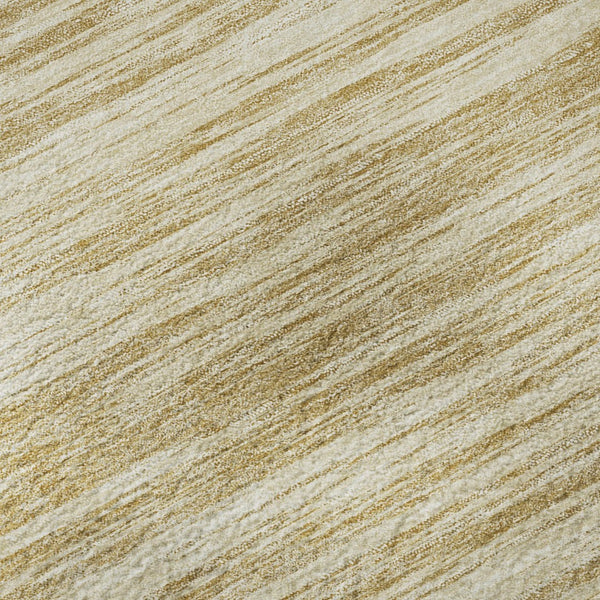 HomeRoots 9' X 12' Gold And Beige Striped Washable Area Rug – UV Protected, Stain Resistant, Easy-Care Design 675593