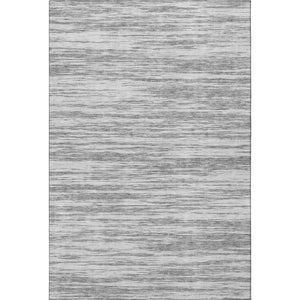 HomeRoots 5' X 8' Gray and Silver Striped Washable Area Rug – Durable, Stylish, UV-Protected for Busy Homes 675596
