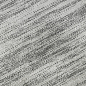 HomeRoots 8' Stylish Gray and Silver Striped Washable Round Rug with UV Protection for High-Traffic Areas 675597