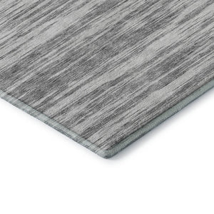 HomeRoots 8' X 10' Gray and Silver Striped Area Rug – Durable, Stain-Resistant, UV Protected for Versatile Use! 675598
