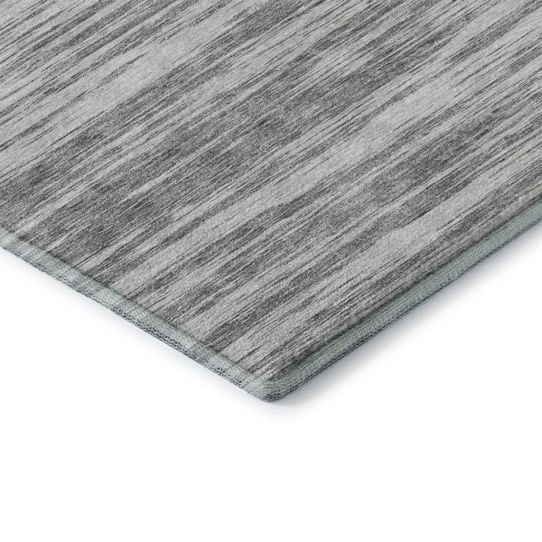 HomeRoots 8' X 10' Gray and Silver Striped Area Rug – Durable, Stain-Resistant, UV Protected for Versatile Use! 675598