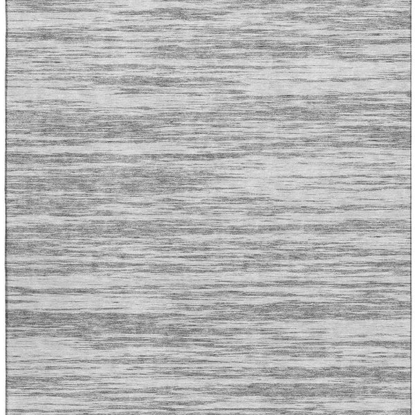 HomeRoots 8' X 10' Gray and Silver Striped Area Rug – Durable, Stain-Resistant, UV Protected for Versatile Use! 675598