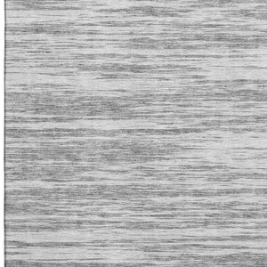 HomeRoots 9' X 12' Stylish Gray and Silver Striped Washable Area Rug with UV Protection for High-Traffic Spaces 675599