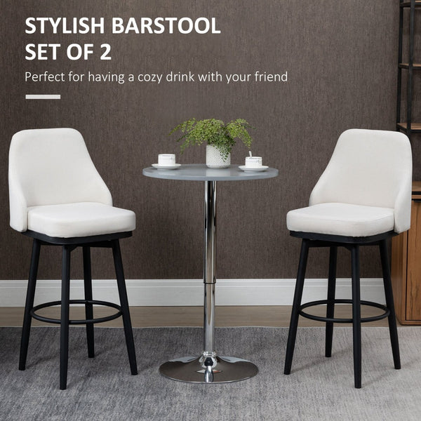 English Elm Homcom Swivel Barstools Set of 2 Foam Padded Linen Seats with Steel Frame W2225P229722