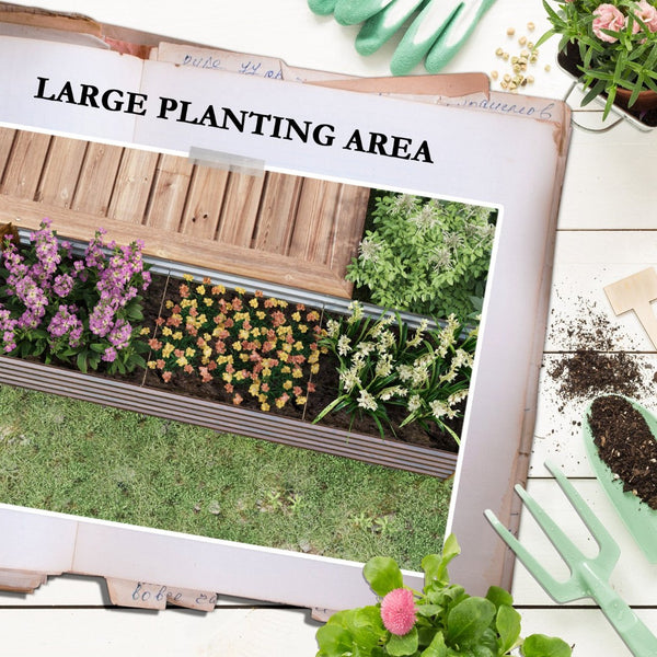 English Elm Outsunny Galvanized Steel Raised Garden Bed with Safety Edging for Herbs and Veggies W2225P174432